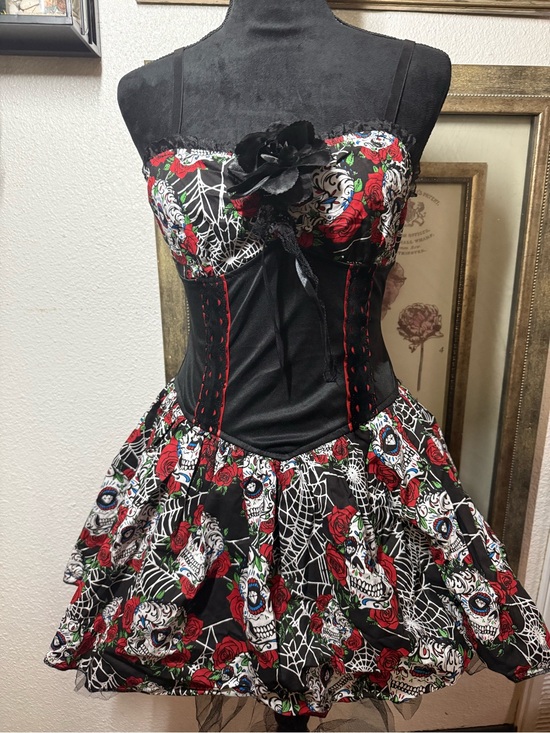 Lip Service Dresses & Skirts - Hot Topic Black and Red Spiderweb Floral Mini Dress